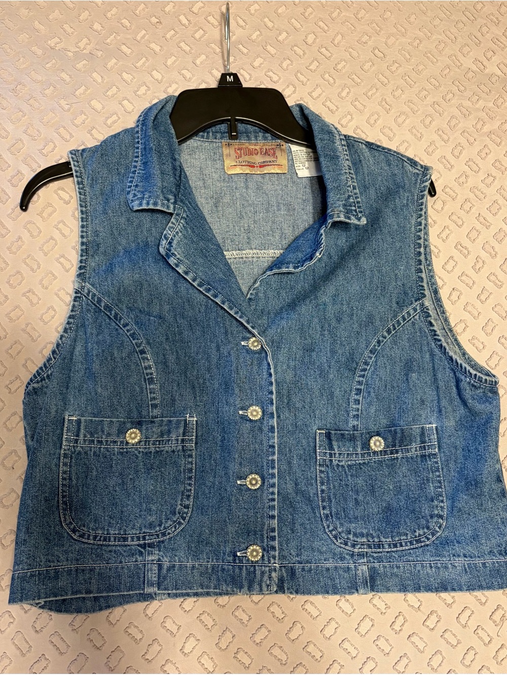 Vintage 1990’s Studio East clothing Company Denim Vest in Medium Blue - size 12